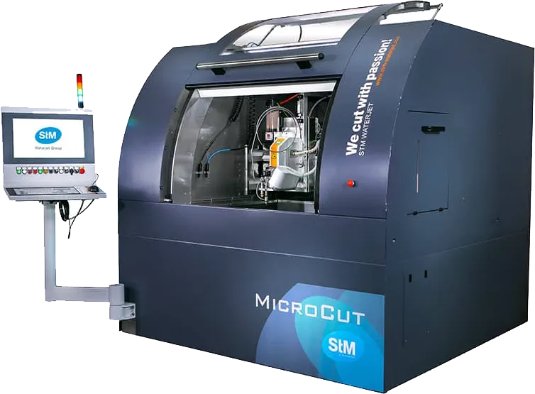 A Product Image Of The Microcut Waterjet Cutting Machine From Stm. A Specialist For Highest Precision.